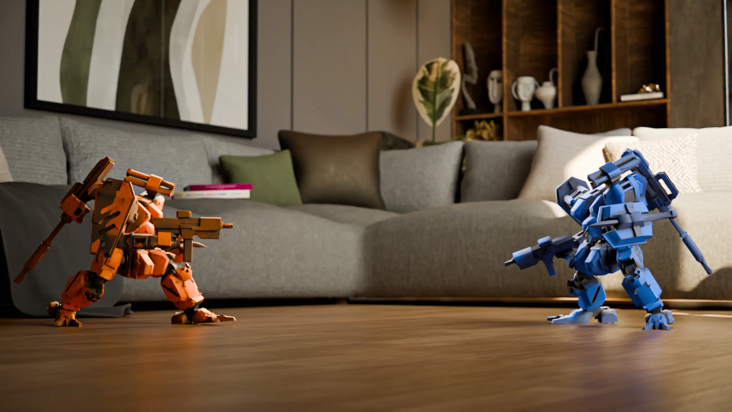 Step 3: Mechs fighting inside the mixed reality arena — placeholder image
