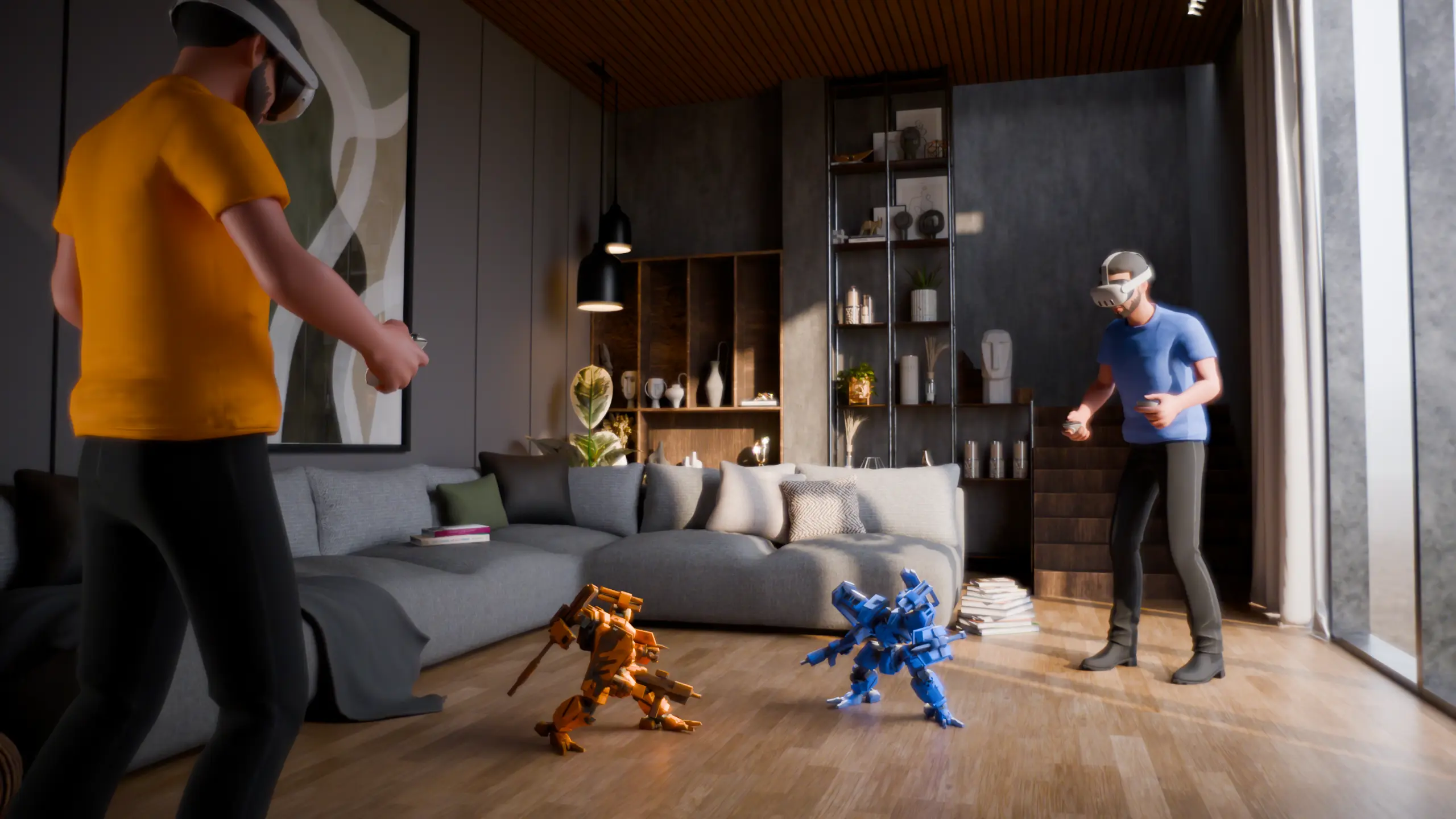 Step 1: A room being scanned by a Meta Quest headset — placeholder image