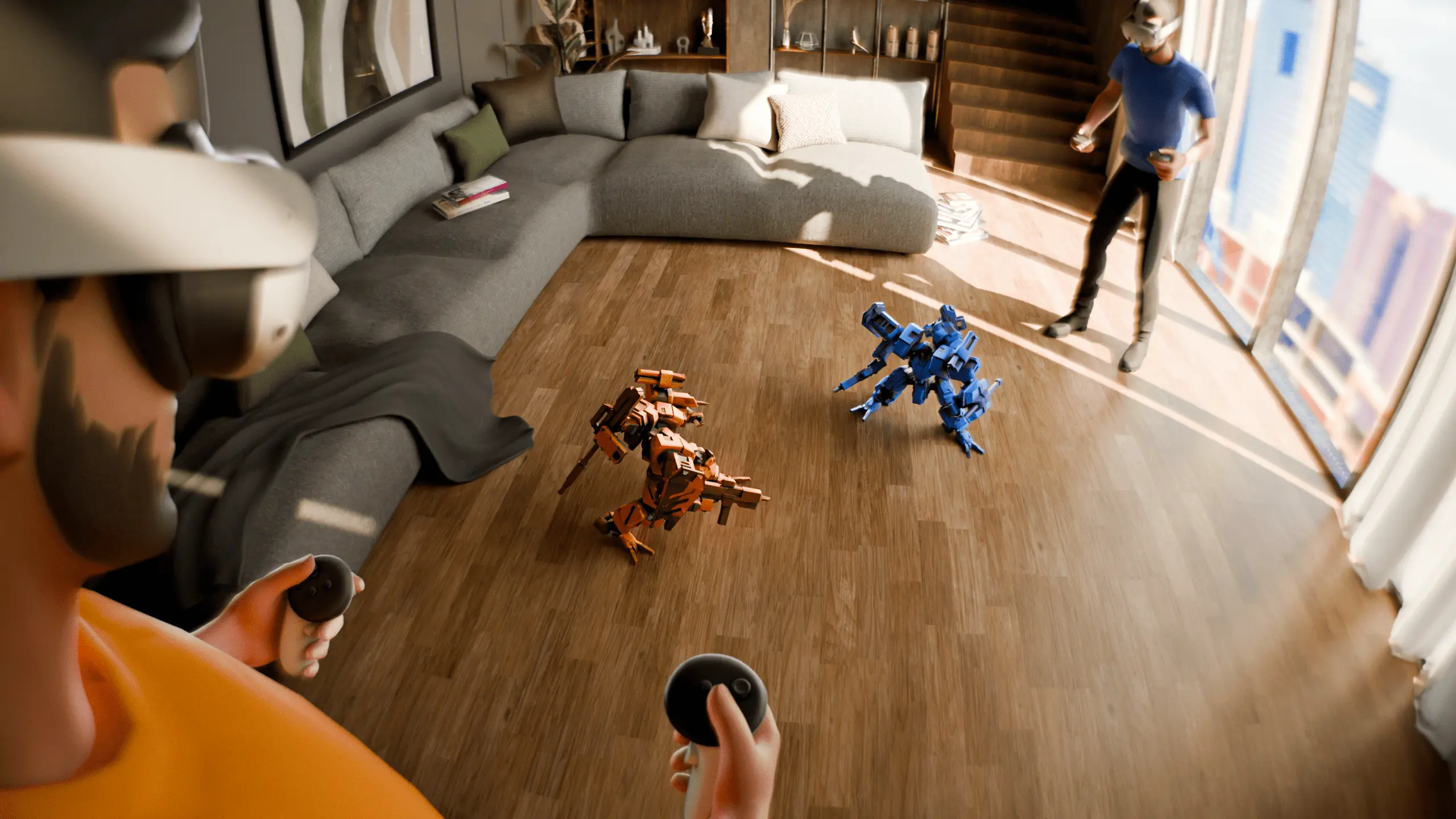 Step 2: The scanned room transformed into a mech arena — placeholder image